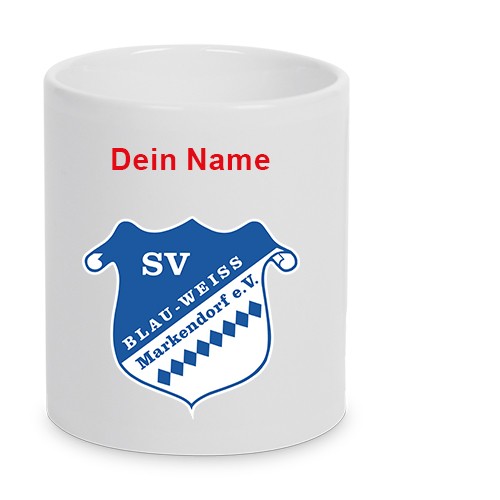 SV Blau-Weiss Markendorf - Keramiktasse LENA mit Name weiß