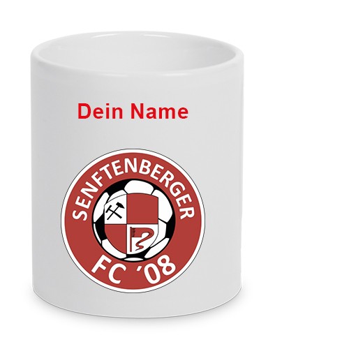 Senftenberger FC &#039;08 - Keramiktasse LENA mit Name weiß