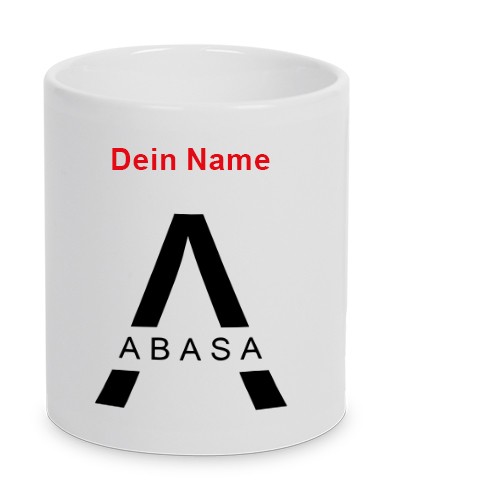ABASA Gesundheitssport - Keramiktasse LENA mit Name weiß