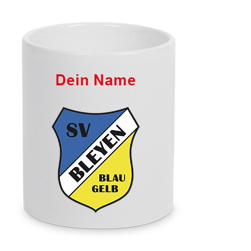 SV Blau-Gelb Bleyen - Keramiktasse LENA mit Name weiß
