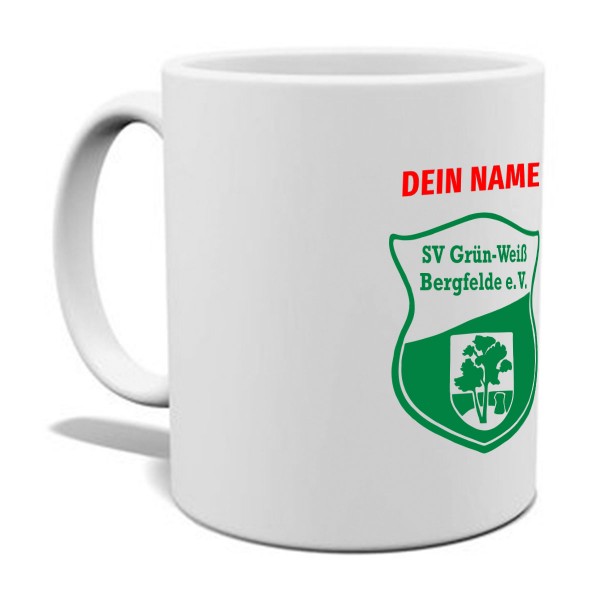 SV Grün-Weiß Bergfelde - Keramiktasse LENA weiß inkl. Sonderdruck