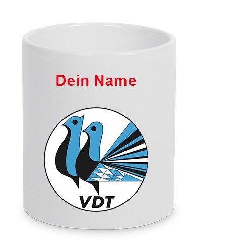 Verband Deutscher Rassetaubenzüchter - Keramiktasse LENA mit Name weiß